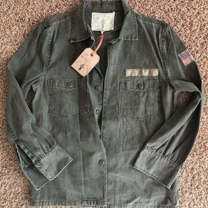 Knot Sisters army green shirt jacket, size Large